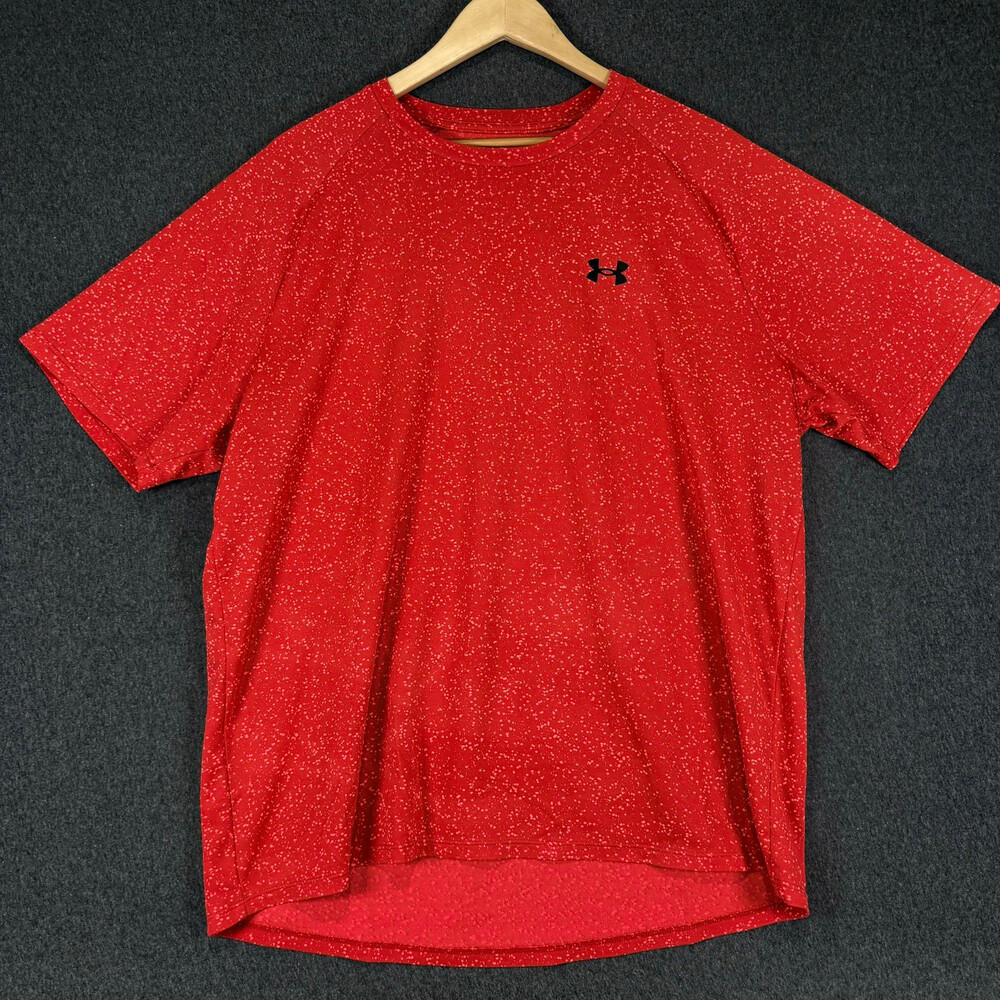 Under Armour Tech Tee Mens XL Red Speckled Short Sleeve Crew Neck Loose